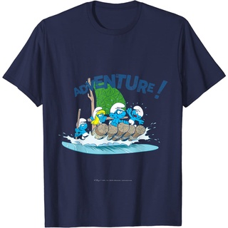 เสื้อยืดผ้าฝ้ายพรีเมี่ยม เสื้อผ้าเด็ก ลาย The Smurfs Adventure