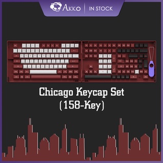 Akko Chicago ปุ่มกดคีย์บอร์ด ASA 158 คีย์ ธีมชิคาโก้ ปุ่มกด PBT สองช็อต โปรไฟล์ ASA 6.25u 7U สเปซบาร์ c