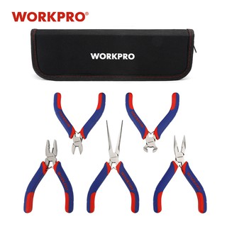 WORKPRO 5 ชิ้น คีม คีมปากแหลม คีมขนาดเล็ก คีมสำหรับอัญมณี คีมปากเฉียง เครื่องมือชุดคีมตัด DIY