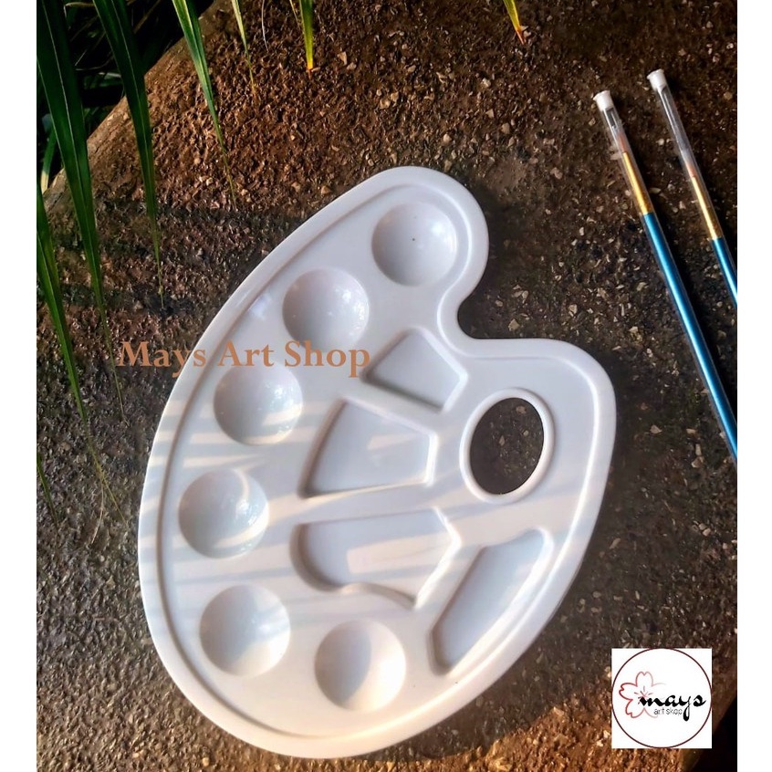 V-Tec RD-D5 Oval Painting Palette 17x22cm / Vtec Plastic Palette สีน้ําอะคริลิค