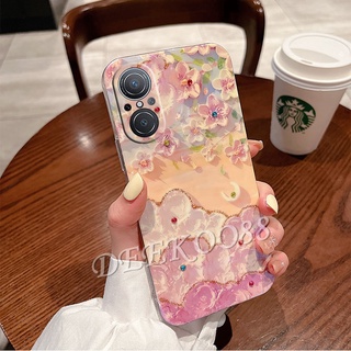 เคสโทรศัพท์มือถือ Huawei Nova 9 SE 8i 8 P50 Pro Honor X9 X8 X7 50 Lite 5G 4G Shiny Bling Smartphone Case TPU Soft Purple Pink Flower Phone Cell Casing Girl Back Cover Nova9SE