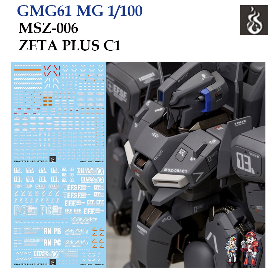ดีคอลน้ำ [GHOST] MG 61 MSZ-006 ZETA PLUS C1 (HIQ Water Decal) MG 1/100 GMG61 GMG 61 MG61