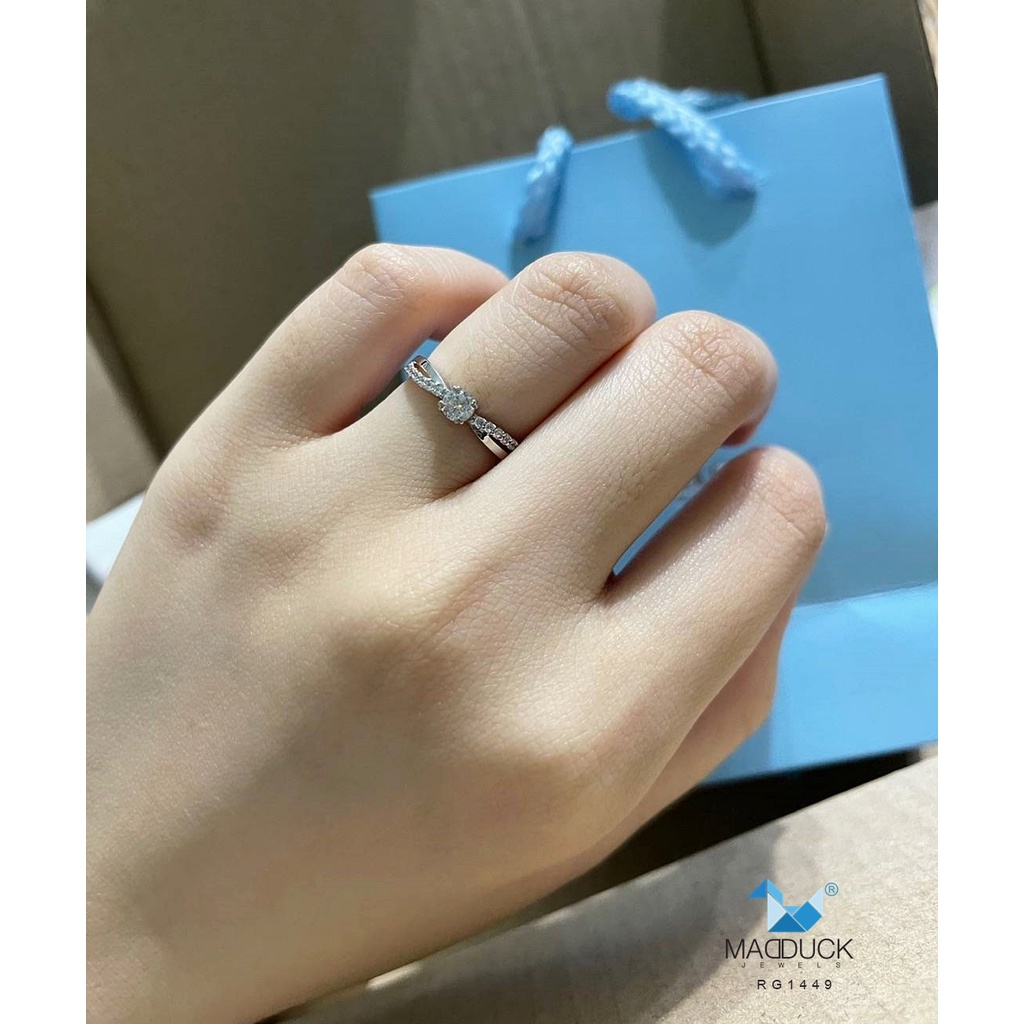 Madduckjewels แหวนเงินแท้ เพชร CZ ชุบโรเดียม RG1449 - รูปที่ 4