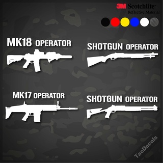 ชุด2 สติกเกอร์รูปปืน MK18/AR15/M4/Remington870Shotgun/Scar-H MK17/BenelliM4 สติกเกอร์ติดรถยนต์ สะท้อนแสง3M+ไม่สะท้อนแสง