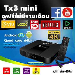 แรงดีใช้ดีมาก Tx3 mini  wifi 2.4/5G +  Ram 2G, Rom 16G, , Amlogic S905w 4K ,(มีใบอนุญาต)