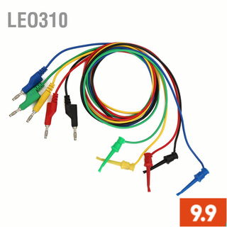 Leo310 P1045 5Pcs 4mm 1m Stackable Banana Plug to Test Clip Multimeter Lead Cable Wire Accessory