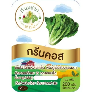 ทำมะชาดฟาร์ม (ซื้อ10แถม1) เมล็ดพันธุ์ กรีนคอส ขนาด0.2กรัม ประมาณ200เมล็ด GREEN COS ROMAINE LETTUCE ผักคอส ผักสลัด เมล็ด
