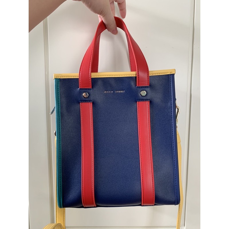 ❤️กระเป๋ามือสอง💛 Jelly Bunny กระเป๋าหนังPU ทรงกล่องซิป พร้อมสายสะพายข้าง ใหม่มากยังไม่ได้ลอกพลาสติกเ