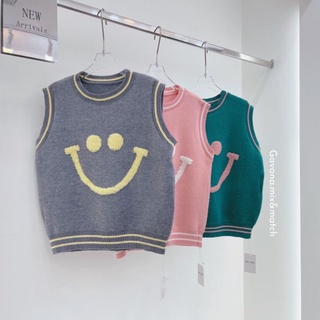 📌ทักก่อนสั่ง📌4647 เสื้อกั้กไหมพรม ทอลาย Smiley สมายลี่ อก44”-54” Gavana