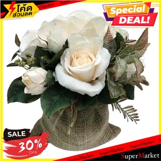 แจกันดอกกุหลาบกระสอบ WACH 26 สีขาว ต้นไม้ประดิษฐ์ ARTIFICIAL FLOWER ROSE IN SACK WACH 26 WHITE อุปกรณ์ตกแต่งสวน