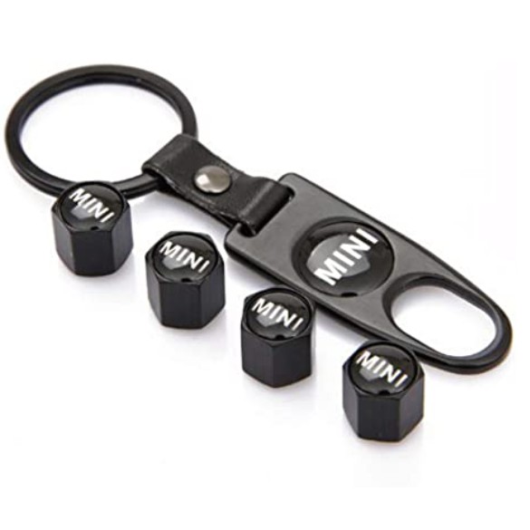 Car Wheel Valve Caps Mini  cooper Logo Tyre Stem Air Caps Keychain จุ๊บลม พวงกุญแจ