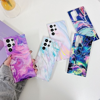 ออโรร่า สีสันสดใส หินอ่อน เคส Samsung Galaxy S23 Ultra S23 Plus + S22 Ultra S22Plus S21 Ultra S21Plus S21FE Note20 Ultra Case ใหม่ IMD หัตถศิลป์ ป้องกันการหล่น อ่อน เคส