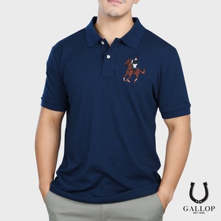 GALLOP : PIQUE POLO SHIRTS เสื้อโปโล ผ้าปิเก้ สีพื้น รุ่น GPP9000 สีน้ำเงิน