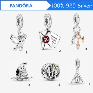 Pandora จี้เงิน 925 รูปแฮร์รี่พอตเตอร์ และแว่นตา และนิมบัส 2000 และสลักเกลียวสายฟ้า สําหรับห้อยตกแต่ง p526