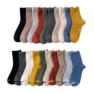 KAFU D511Long socks with plain stripes