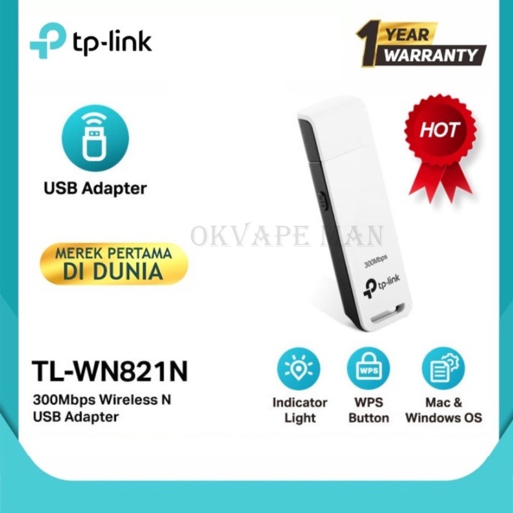 Original Tp-Link TL-WN821N 300Mbps Wireless N อะแดปเตอร์ USB WN821N