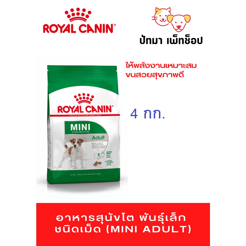 ( 4 กก. ) Mini Adult / Royal Canin สำหรับสุนัขพันธุ์เล็ก อายุ 1 ปีขึ้นไป