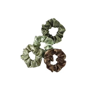 พร้อมส่ง ยางรัดผมผ้าซาติน โทนเขียว Plain Satin Scrunchie#WD047