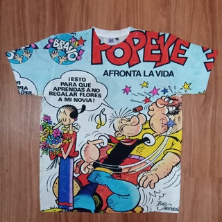 เสื้อยืด พิมพ์ลาย Popeye AOP 01 THAILAND TAG, AOP, ALL OF PRINT Front Rear, BIG SIZE, xl SIZE, เสื้อยืด xxl BIG SIZE 4XL