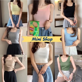 Mini Shop🌸พร้อมส่ง(28019)เสื้อกล้ามไหมพรม ใส่สบายมีสีให้เลือกเยอะ -C