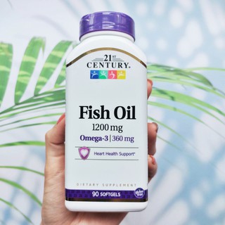 Fish Oil, Maximum Strength น้ำมันปลา 1200mg 90 ซอฟท์เจล นำเข้าจากอเมริกา (21st Century)