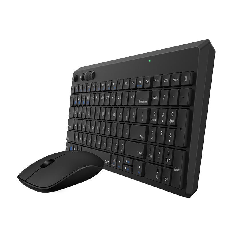 Rapoo รุ่น 8050T Multi-mode Wireless Keyboard  Mouse - Black (คีย์บอร์ด  เม้าส์) (KB-8050T-BK)
