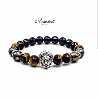 กำไลข้อมือหินแท้ Onyx + Pyrite + Tiger Eye (อะไหล่เงิน,ทอง) (เปลี่ยนจี้ได้