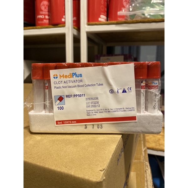 CLOT ACTIVATOR 13X75 ML , 4-5 ML. 100 หลอดต่อแพค