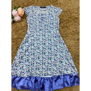 Clearance Sales🔥🔥 Recommend Blue Floral Dressน่ารักลายดอกงานชีฟองซับใน2 ชั้นงานป้าย  Size Mผ้าดีเรียบหรูดูแพงใส่สวยหวาน.