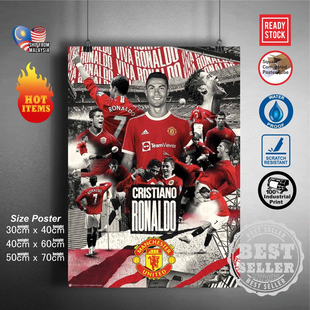 Cristiano Ronaldo Manchester United FC Football Soccer Club Welcome Home Poster Poster Sticker