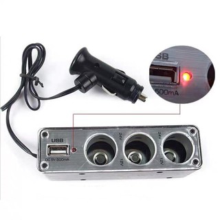 WF 0096 ขยายช่องจุดบุหรี่3ช่อง+ 1 USB-สีดำ12V