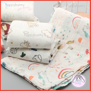 Happybunny ผ้าห่อตัวเด็ก 120x110 cm. ผ้าอ้อมเด็ก ผ้ามัสลิน ผ้าเยื่อไผ่ ผ้าแบมบู ผ้าห่อตัว ผ้ามัสลินแบมบู