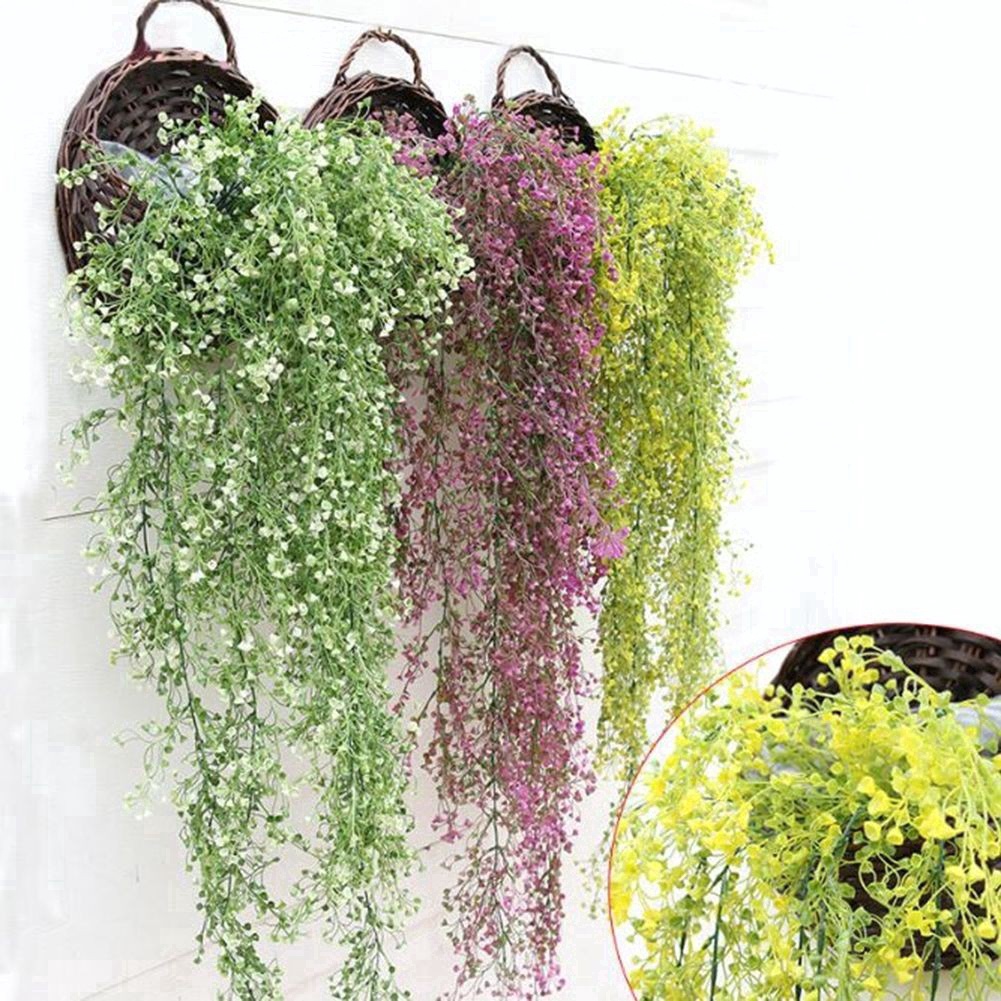 ขายดี / เถาใบไม้เลื้อยประดิษฐ์ สีเขียว / ดอกไม้ปลอม แขวนผนังจําลอง / เชือกหวายปลอม / พวงหรีดไอวี่พลาสติก สําหรับแขวน