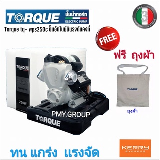 TORQUE ปั๊มน้ำออโต้ กำลัง 250W ขนาดท่อ 1 นิ้ว ระยะส่งสูงสุด 30 เมตร ระยะดูดสูงสุด 9 เมตร รุ่น TQ-WPS250C มีฝาครอบ