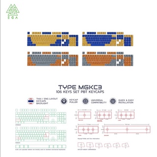 คีย์แคป ไฟทะลุ ไทย-อังกฤษ EGA TYPE MGKC3 106 Key **มีตัวดึงคีย์** (ส่งไว) มีสต๊อกพร้อมส่ง