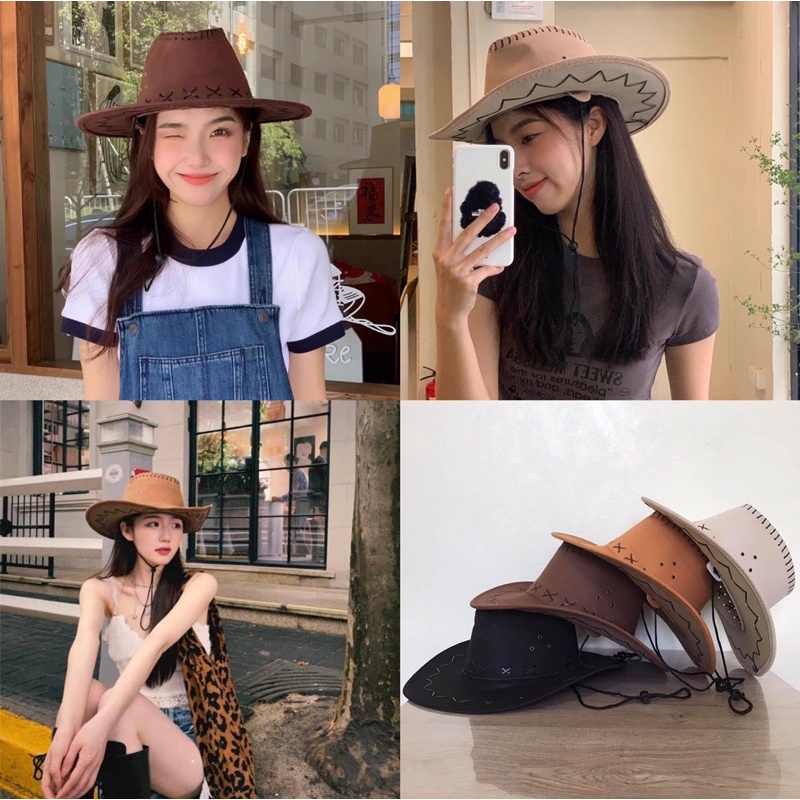 หมวกคาวบอยหนังกลับ ใส่ได้ทั้งชายและหญิง