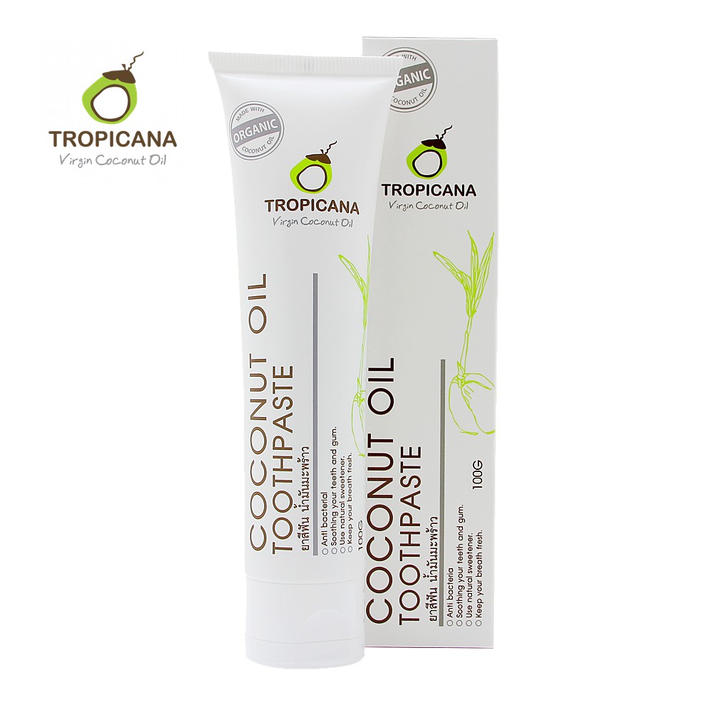 Tropicana ยาสีฟันน้ำมันมะพร้าว COCONUT OIL TOOTHPASTE 100 g. ทรอปิคาน่า