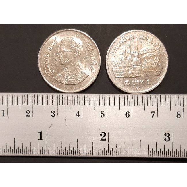 เหรียญ 1 บาท หลังวัดพระศรีรัตนศาสดาราม 2525 ล้างขัดเงาสะอาด รับประกันแท้ (Coin ผ่านการใช้งาน)