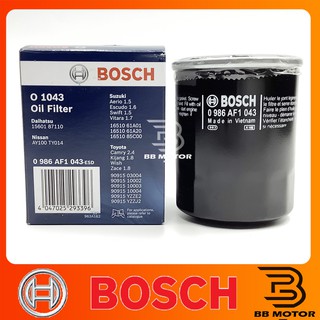 Bosch กรองน้ำมันเครื่อง TOYOTA Camry 2.0/2.4, Swift 1.5, Wish #1043