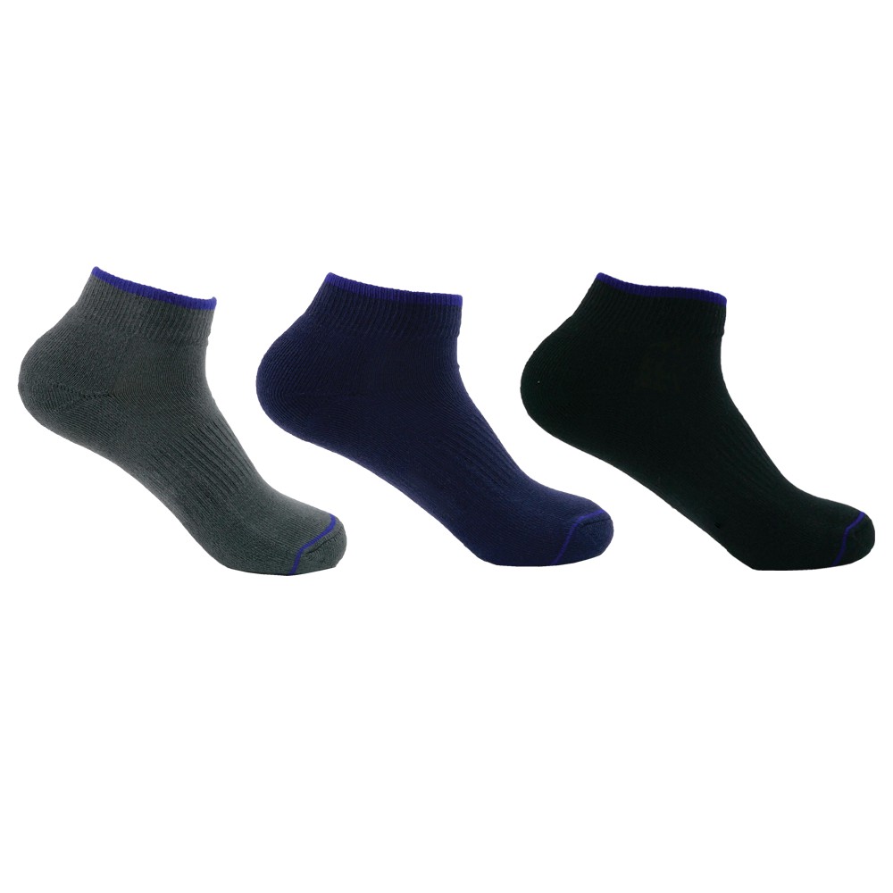 PALLY : ถุงเท้ากีฬา (Daily Sport Socks)  3 คู่แพ็ค สีดำ/เทา/น้ำเงิน,1344,1337,1351
