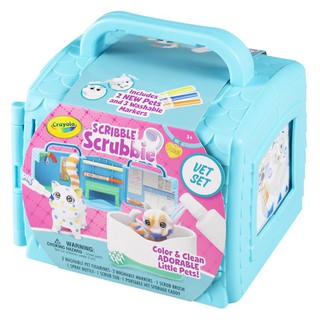 ชุดระบายสีและอาบน้ำสัตว์เลี้ยง CRAYOLA SCRIBBLE SCRUBBIES VET SET ชุดระบายสีสัตว์เลี้ยง กล่องสีฟ้า มาพร้อมอุปกรณ์ครบครัน