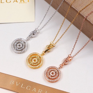 Bvlgari สร้อยคอโซ่เงินสเตอร์ลิง 925 ประดับเพชร สามแหวน ของขวัญ สําหรับผู้หญิง k831