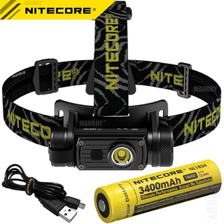 Nitecore HC60 V2 1200 Lumen USB-C ไฟหน้าแบบชาร์จไฟได้พร้อม 3400mAh 18650 แบตเตอรี่แบบรีชาร์จได้