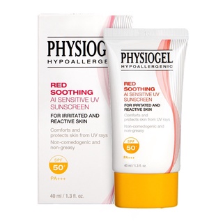 PHYSIOGEL Red Soothing AI Sensitive UV Sunscreen SPF50+ PA+++ 40ml. ฟิสิโอเจล เรด ซูทธิ่ง เอไอ เซนซิทิฟ ยูวี ครีมกันแดด