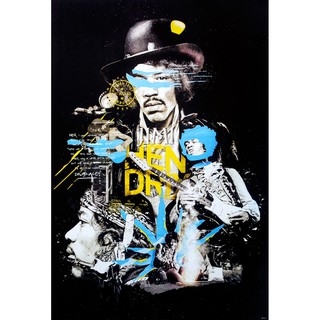 โปสเตอร์ รูปวาด กราฟฟิก นัก ดนตรี ร็อค จิมิ เฮนดริกซ์ JIMI HENDRIX 1963-70 POSTER 24”x35” American Rock Blues Guitar V2