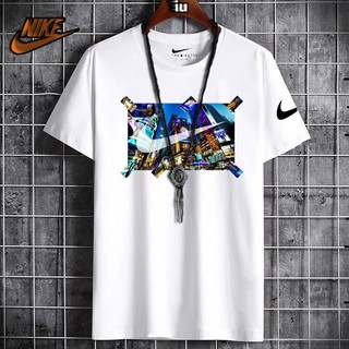 Nike Tshirt แฟชั่นเสื้อยืดเสื้อยืดสําหรับผู้ชายรอบเสื้อย้อมสั้นสีขาววัยรุ่นเกาหลี lFbU 4y,