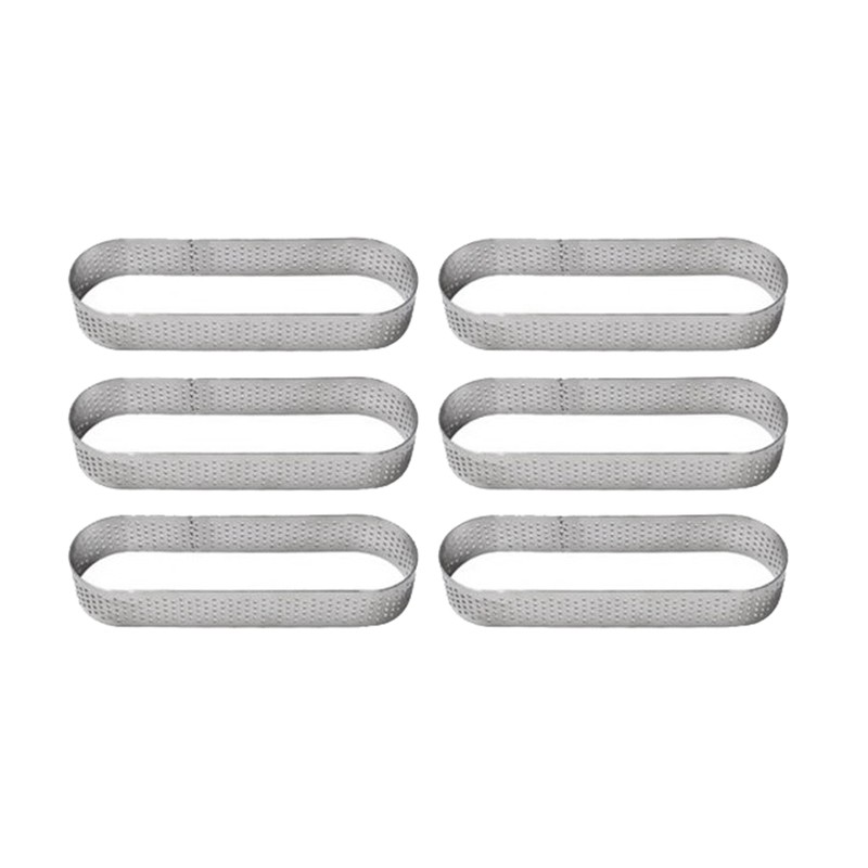 6Pcs Oval French Dessert Mousse Fruit Pie Tart Ring Quiche Cake Mold