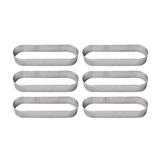 6Pcs Oval French Dessert Mousse Fruit Pie Tart Ring Quiche Cake Mold