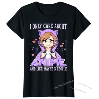 [COD]เสื้อยืด ลายการ์ตูนอนิเมะ I Only Care Of Anime and Like Maybe 3 สําหรับผู้หญิงS-5XL