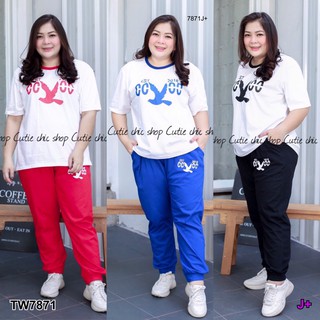 G7871 Set #Bigsize เสื้อแขนสั้น+กางเกงขายาว cc-oo